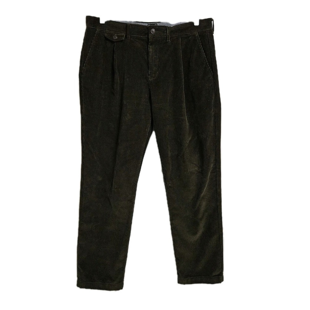 J.Crew Pants Mens 34x30 Olive Green Corduroy Pleated Straight Leg Preppy Y2K